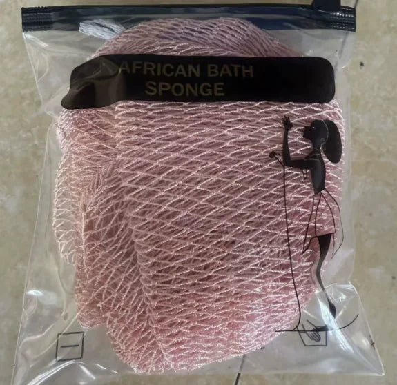African Net Bath Sponge - Exfoliating Body Scrub for Deep Cleansing and Smoothing Arms, Feet, Back, Neck & Legs