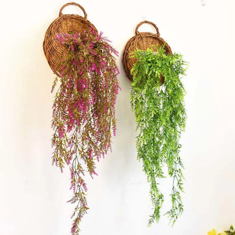 Handmade Wicker Rattan Wall Hanging Flower Planter – Garden Vine Basket Plant Holder