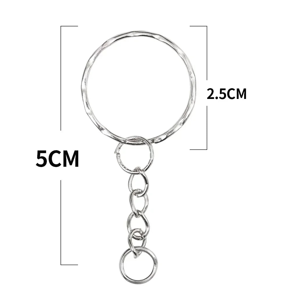 50/100pcs Stainless Steel Keyring Set – Split Rings, Lobster Clasps & Chains for DIY Keychains & Keyfobs
