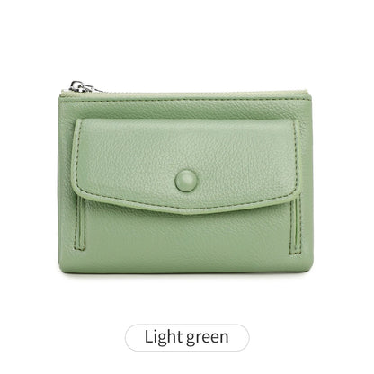 Women’s PU Leather Short Double Zipper Wallet – Simple Solid Color, Large Capacity Credit Card Holder with Coin Pocket