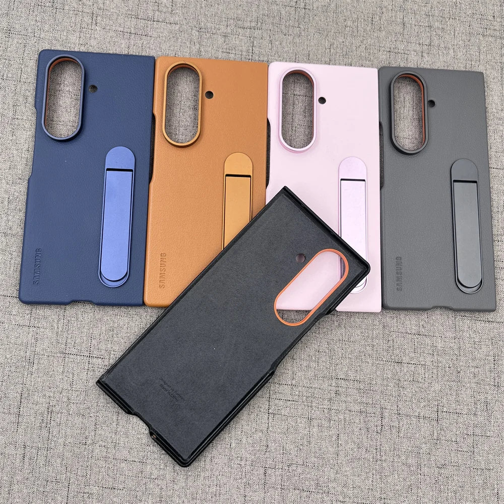 Luxury Leather Kindsuit Phone Case for Samsung Galaxy Z Fold 7 5G – Soft Touch Full-Body Protective Cover with Stand