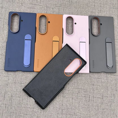 Luxury Leather Kindsuit Phone Case for Samsung Galaxy Z Fold 7 5G – Soft Touch Full-Body Protective Cover with Stand