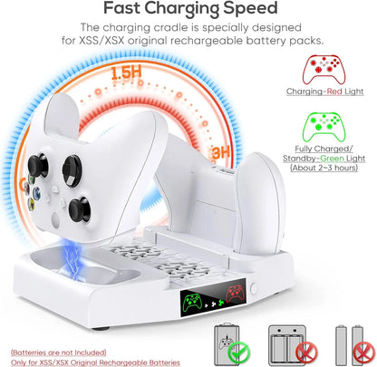 IPEGA Cooling Stand for Xbox Series S – Dual Charging Station Dock with Adjustable 3-Level Wind Cooling Fan for Controllers