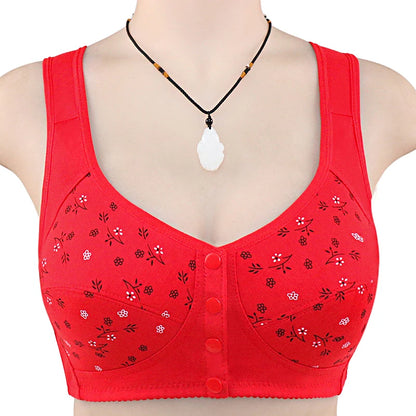 Women’s Cotton Wireless Bra - Soft Front-Closure Comfort Bra for Full Bust Support