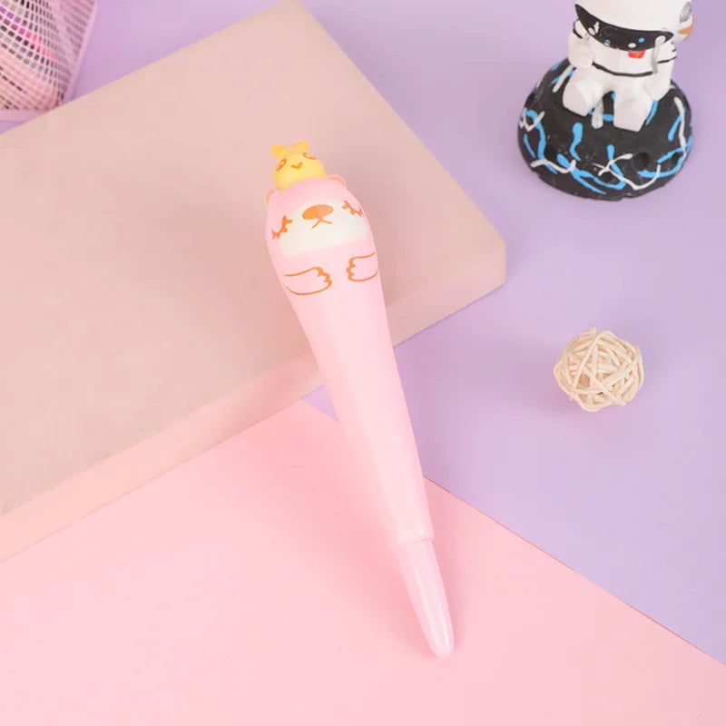 Kawaii Squishy Gel Pens – Cute Animal and Fruit-Shaped Stress Relief Pens for School and Office Supplies