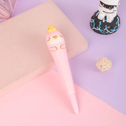 Kawaii Squishy Gel Pens – Cute Animal and Fruit-Shaped Stress Relief Pens for School and Office Supplies
