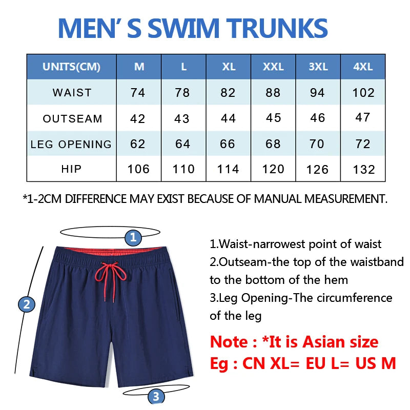 Men’s Summer Swim Shorts – Escatch Breathable Sport Board Shorts with Elastic Waist, Mesh Liner & Pockets Swimwear Beach Bermudas
