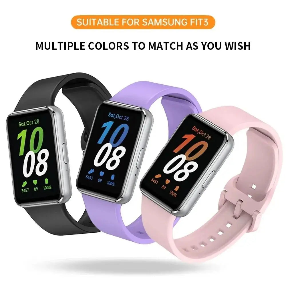 Silicone Sport Strap for Samsung Galaxy Fit 3 - Replacement Fitness Watchband Bracelet Accessory