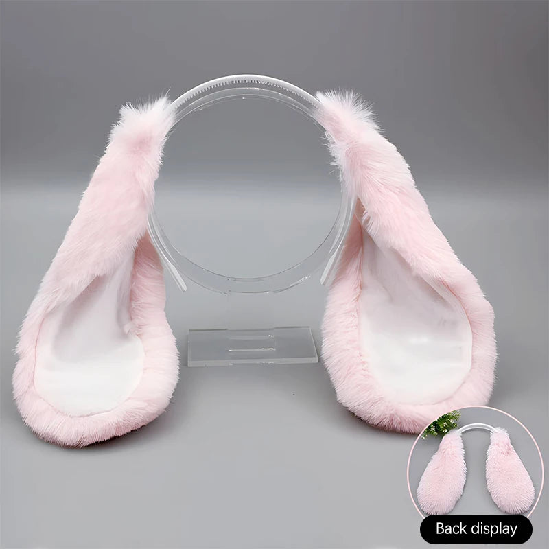 Cute Bunny Ears Headband - Plush Rabbit Hair Hoop Cosplay Accessory for Adults & Parties