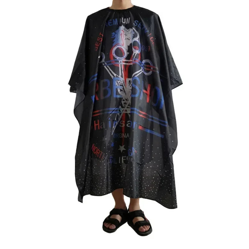 Retro Hairdressing Cape – Waterproof Patterned Salon Barber Gown, Professional Hair Stylist Cutting Apron