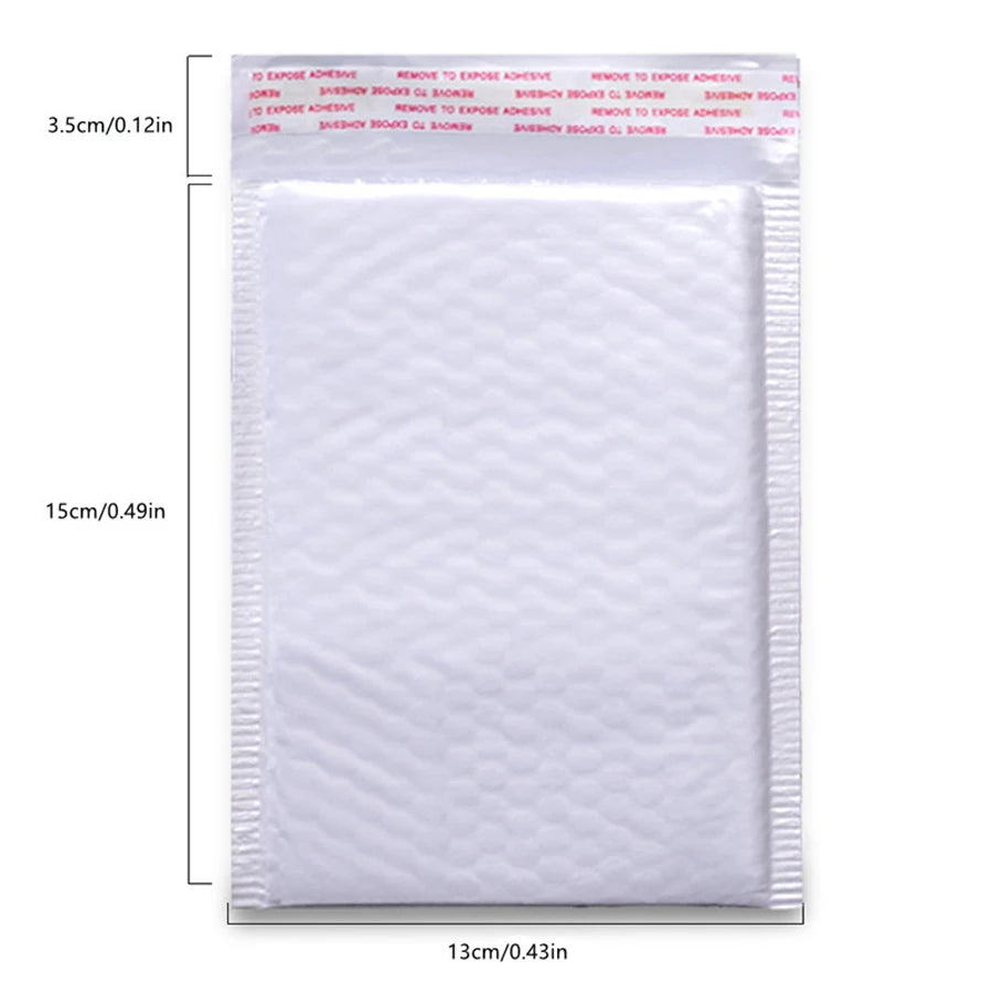 50pcs Pearlescent Film Waterproof Bubble Mailers | Self-Seal White Foam Shipping Bags, Thickened Packaging Envelopes