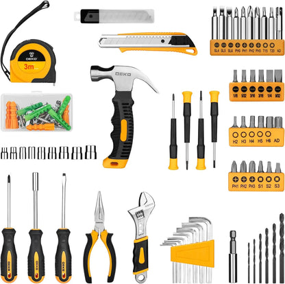 DEKO 126-Piece Power Tool Combo Kit – 8V Cordless Drill with 10MM Keyless Chuck, Professional Home Tool Set
