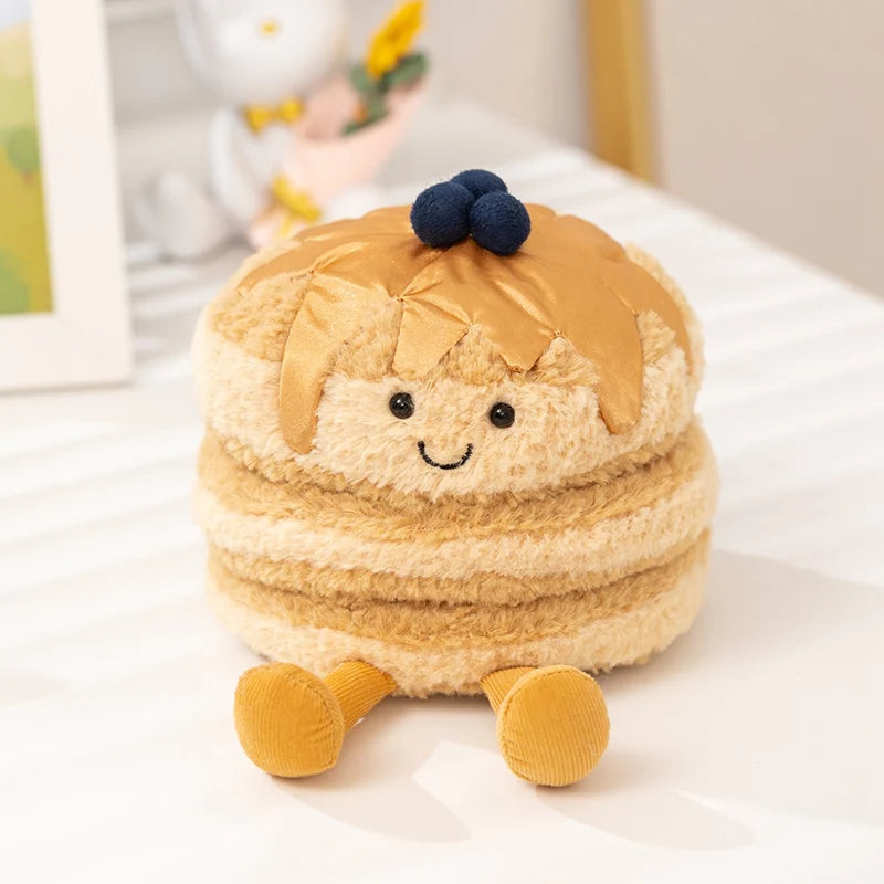 Cute Dessert Plush Toys – Soft Cake, Waffle, Pancake, Macaron, Éclair Stuffed Dolls for Kids Gift & Home Decor