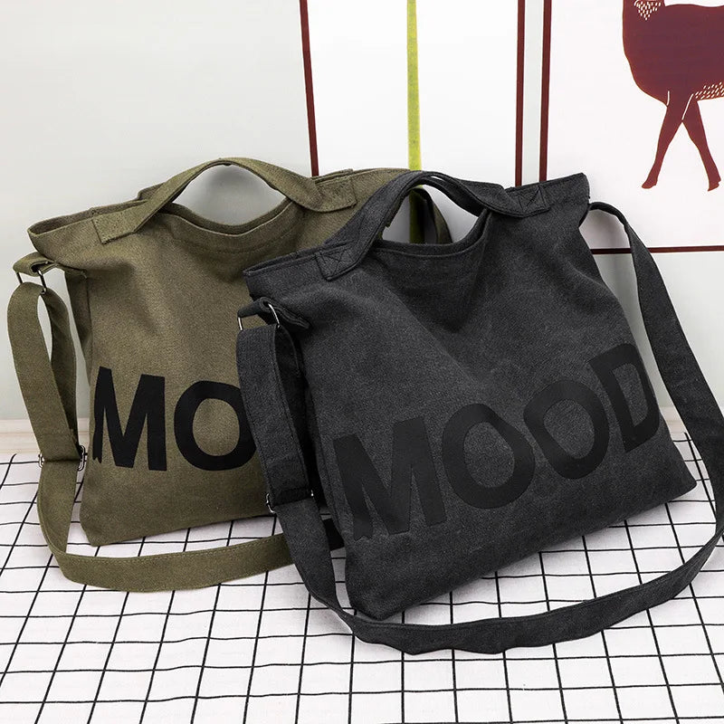 Women’s Tote Bag – Casual Canvas, Large Capacity Designer Handbag, Letters Shoulder & Crossbody Luxury Big Shopper Bag