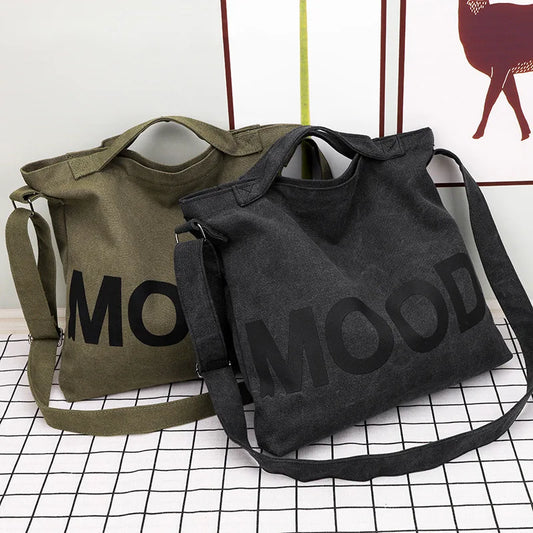 Women’s Tote Bag – Casual Canvas, Large Capacity Designer Handbag, Letters Shoulder & Crossbody Luxury Big Shopper Bag