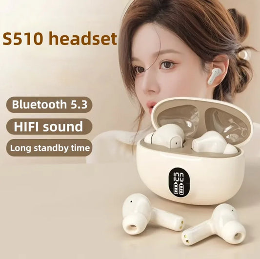 S510 TWS Wireless Bluetooth 5.3 Earbuds - LED Digital Display Stereo Headphones for Xiaomi & More