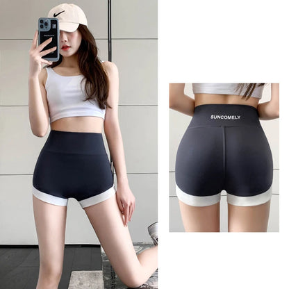 Women’s Summer High-Waist Shorts Leggings – Thin, Contrast, Barbie-Style, Shark Safety Pants, No-Line Fit