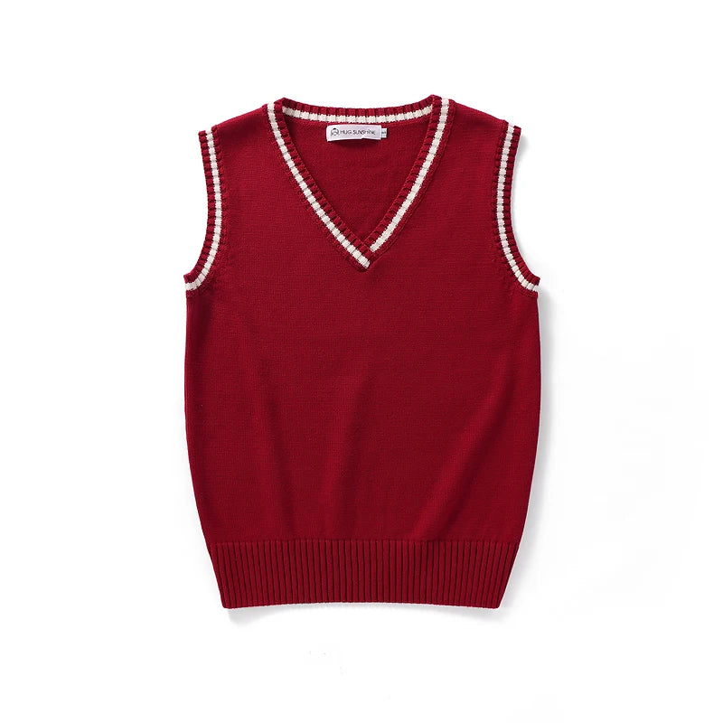 Unisex Sleeveless Sweater Vest – V-Neck Preppy Knitted Jumper for Women & Men, Retro Spring Fashion