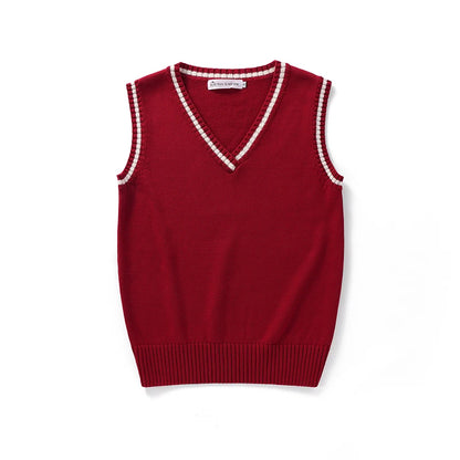 Unisex Sleeveless Sweater Vest – V-Neck Preppy Knitted Jumper for Women & Men, Retro Spring Fashion