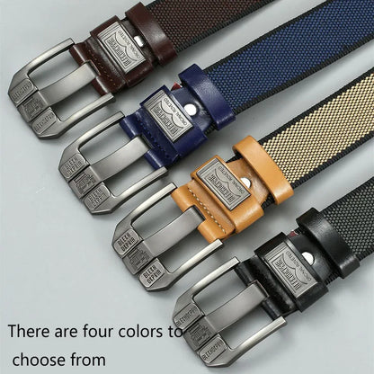 Men’s Canvas Pin Buckle Belt — Casual Retro Waistband Overalls Fashion Webbing Belt, High-Quality c032
