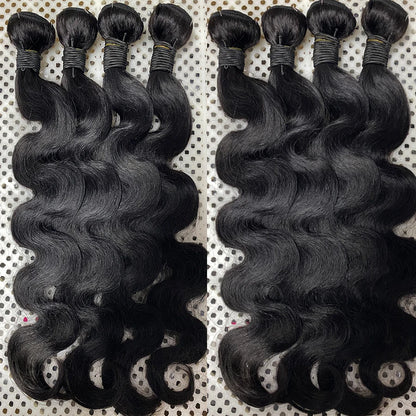 24 Inch Body Wave Bundles with Closure – Brazilian Hair Weave, 3 Bundles with 4x4 Closure, Natural Human Hair