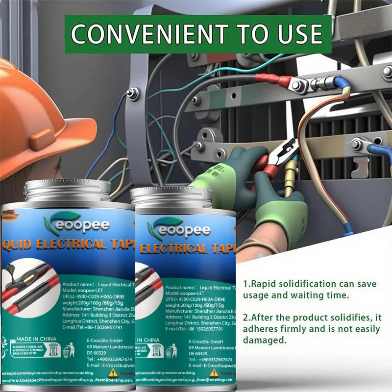 Liquid Waterproof Electrical Tape - Quick-Drying Black Epoxy Sealant Glue for Wire and Cable Insulation and Home Repairs