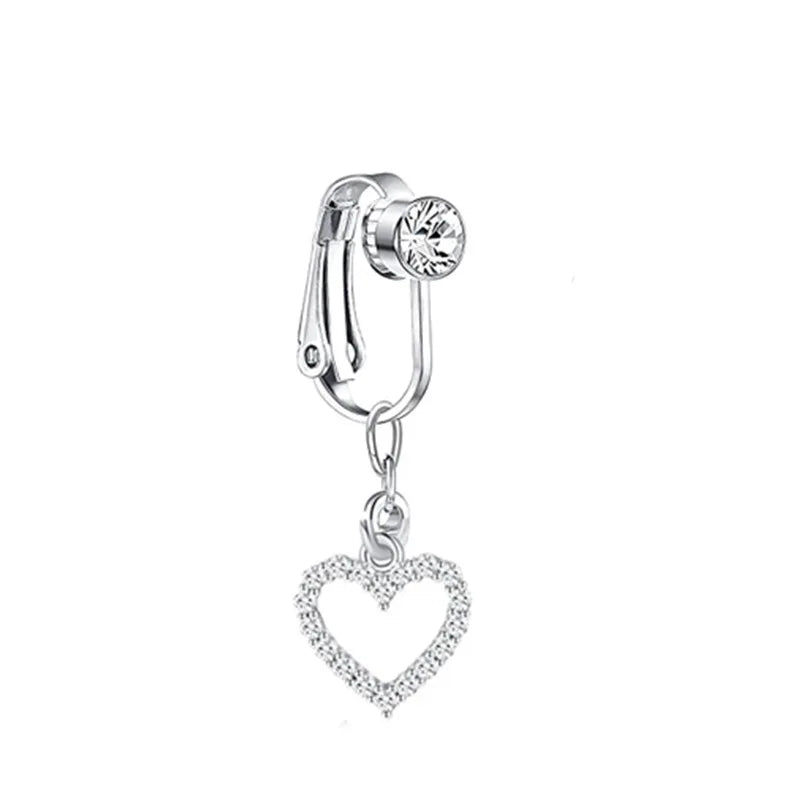 Faux Butterfly Leaves Belly Piercing – Dangling Clip-On Fake Navel & Cartilage Earring for Umbilical Piercing