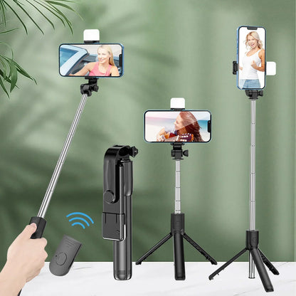 Extendable Bluetooth Selfie Stick Tripod – 700mm Telescopic Portable Phone Stand with Remote for Travel