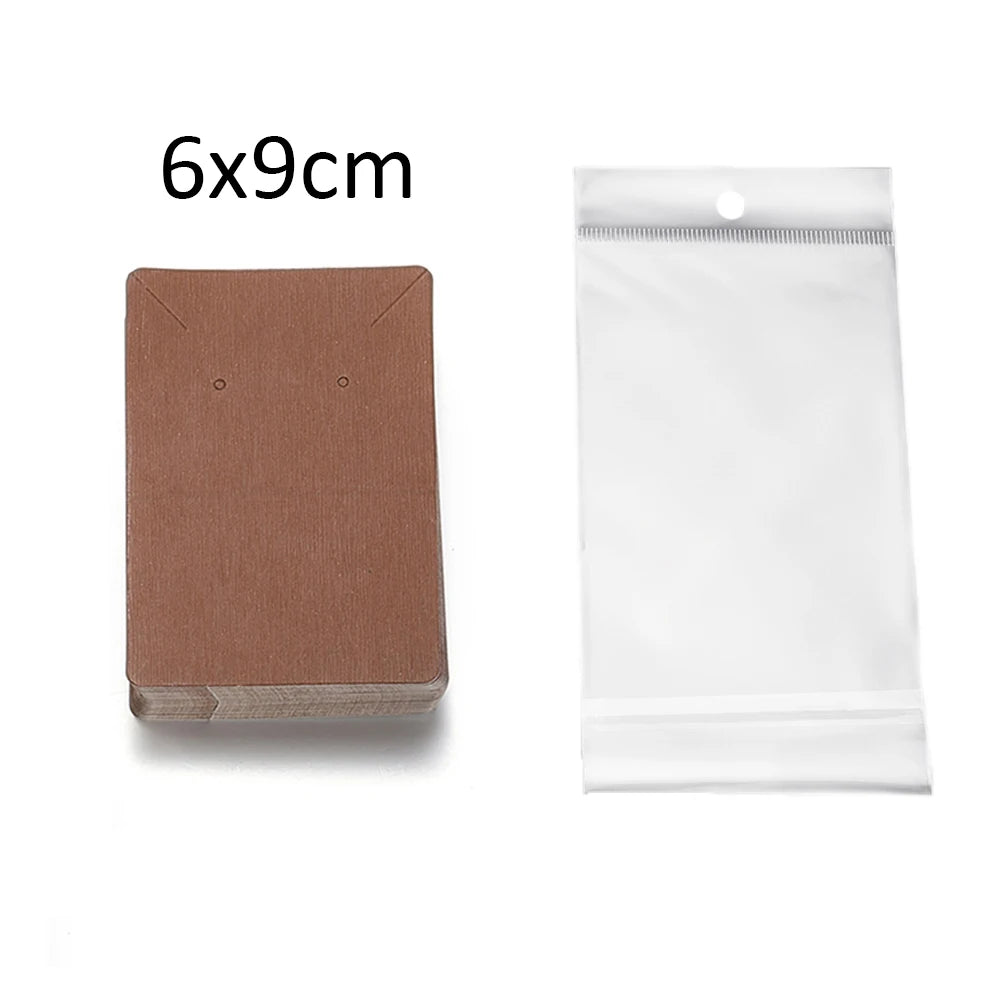 50 Sets Earring & Necklace Display Cards with Self-Seal Kraft Paper Bags – DIY Jewelry Packaging