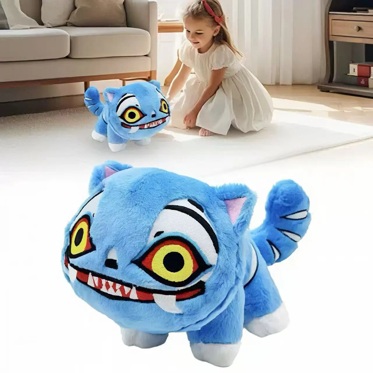 Demons Hunters Purple Tiger Plush Hat with 3 Eyes – Cute Monster Stuffed Toy for Fans & Gifts