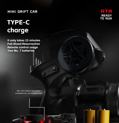 KF20 1:64 RC Drift Car — 2.4G High-Speed 4-Wheel Mini Remote Control Racing Toy for Kids