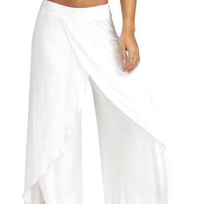 Women’s Plus Size Wide Leg Yoga Pants – Loose Fit Split Hem Dance & Fitness Trousers Elastic Waist Casual Summer Workout Wear