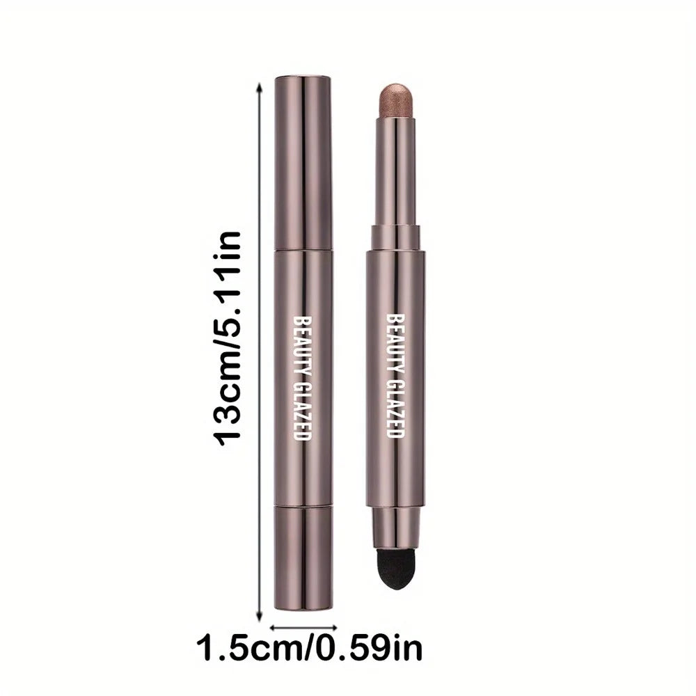BEAUTY GLAZED 10-Color Eyeshadow Stick – Long-Lasting Waterproof Matte & Shimmer Eye Pen with Double-Head Brush