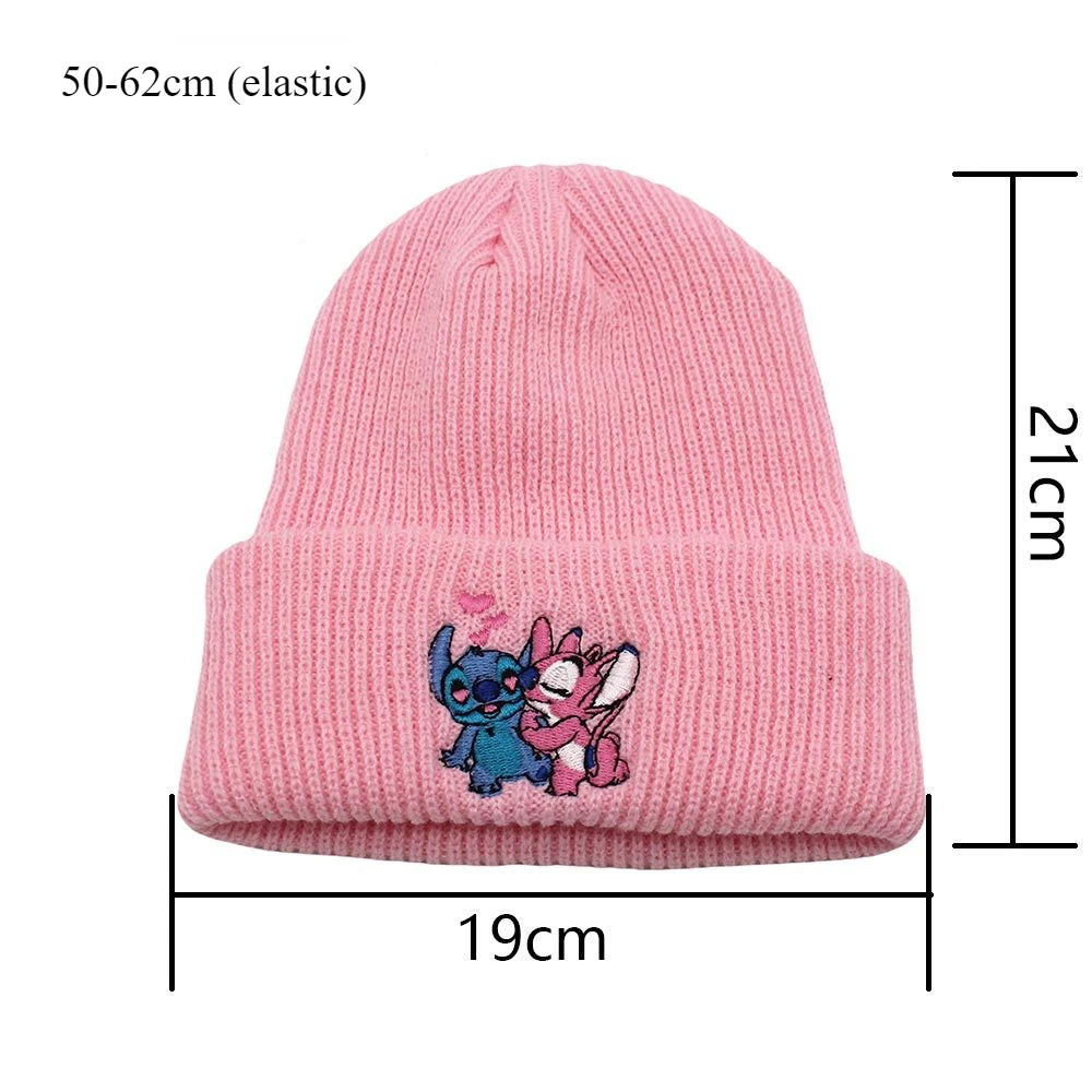 Cartoon Embroidered Knit Beanie Hat – Cute Unisex Stretchy Thermal Cap for Adults & Kids, Perfect Christmas Gift