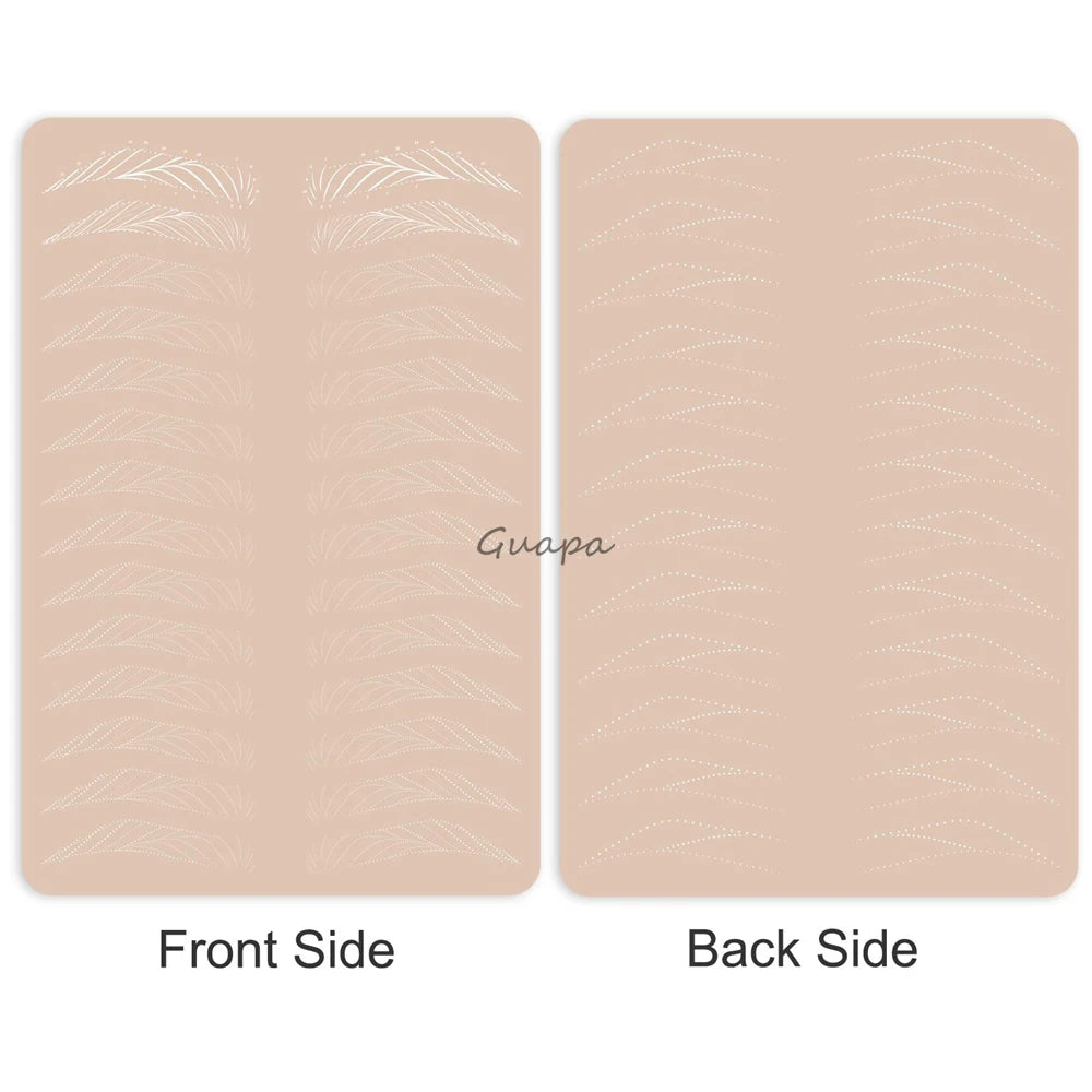Silicone Practice Skin for Permanent Makeup — Double-Sided Latex Sheet with Brows Design for Hair Stroke Training