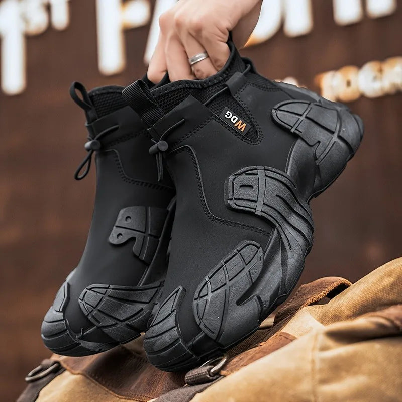 Men's High Top Shoes - Waterproof Anti-Slip Side Zipper Work & Sports Sneakers for Autumn