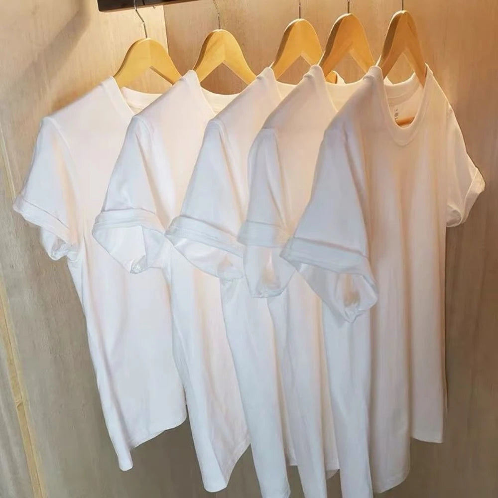2-Pack Unisex 100% Cotton T-Shirts - Breathable Loose-Fit Short Sleeve Casual Tees