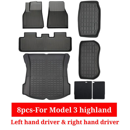 XPE All-Weather Floor Mats for Tesla Model 3/Y (2021-2024) – Waterproof Non-Slip Rubber Trunk Cargo Liner