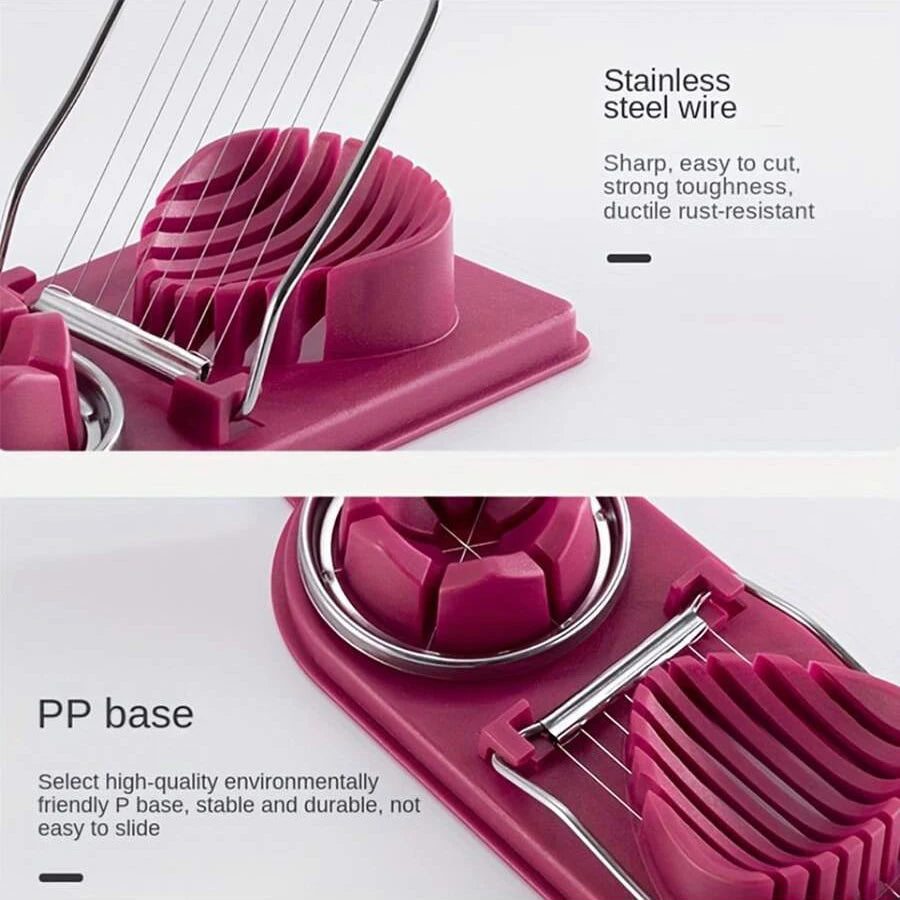 Multifunctional 2-in-1 Egg Cutter — PP Base with Stainless Steel Wire, High-Quality Hanging Kitchen Tool