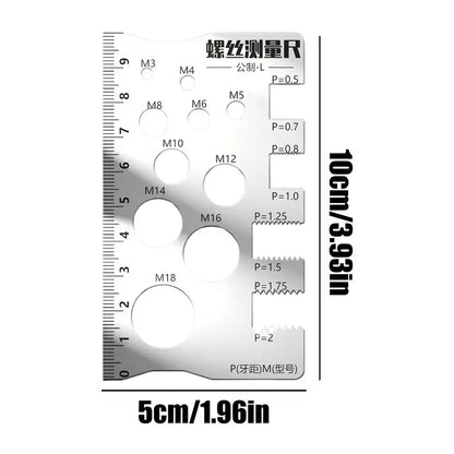 Stainless Steel Thread Checker Gauge - Metric Screw Pitch Measurement Ruler Tool for Bolts Nuts and Bits