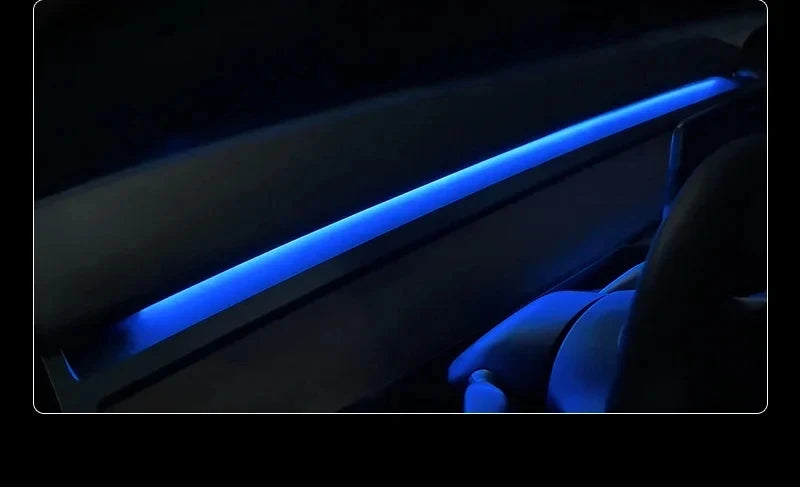 2-in-1 Dynamic Neon RGB Car LED Ambient Lighting – Auto OFF 60s Module for Tesla Model 3 & Y Dashboard Decoration