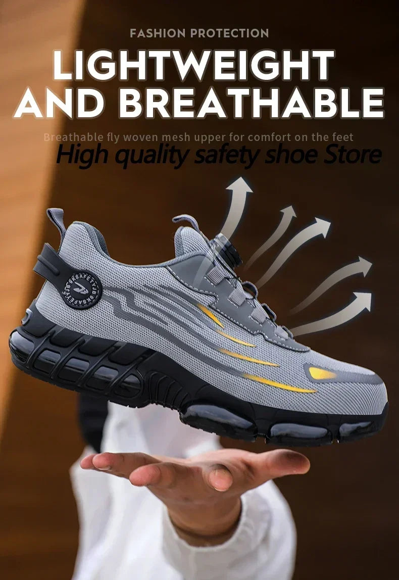 Rotating Button Safety Shoes for Men – Anti-Smash, Anti-Puncture Work & Security Protective Boots, Fashion Sport Design