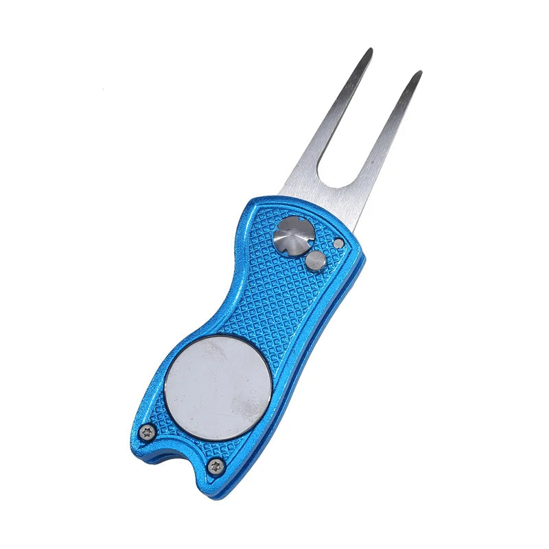 Foldable Golf Divot Repair Tool – Ball Marker & Groove Cleaner Putting Green Fork Accessory