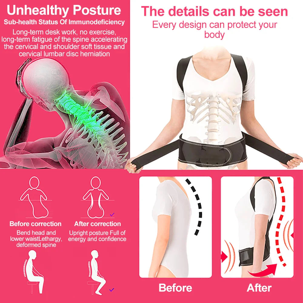 Back Posture Corrector Belt — Shoulder Support & Spine Brace for Upper & Lower Back Pain Relief | Clavicle Posture Vest