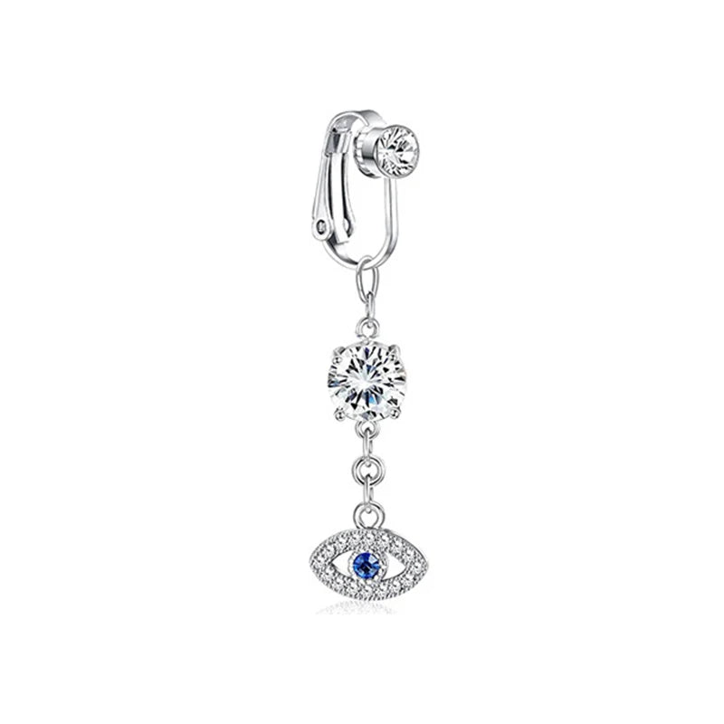 Faux Butterfly Leaves Belly Piercing – Dangling Clip-On Fake Navel & Cartilage Earring for Umbilical Piercing