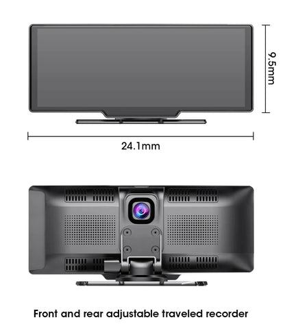 10.26'' 4K Car DVR Dashcam with CarPlay, Android Auto, Dual Lens Front 4K + Rear 1080P, Voice Control, GPS, BT, FM