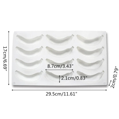 12-Cavity 3D Banana Silicone Mold – Baking Mousse Cake, Chocolate, Ice Cream & Dessert Pastry Mould