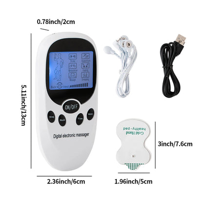 Digital TENS EMS Massager — Electric Pulse Muscle Stimulator with Electrode Pads for Back and Neck, Home Use