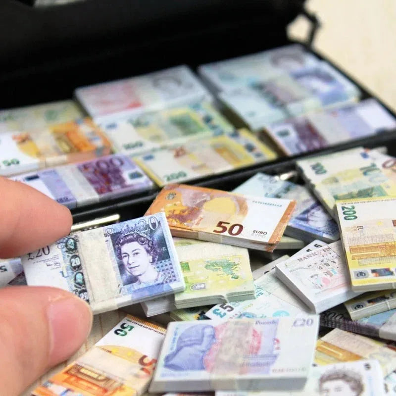 5PCS Mini Dollar & Euro Fake Money Banknotes – Miniature Props for Kids Dollhouse & Decoration