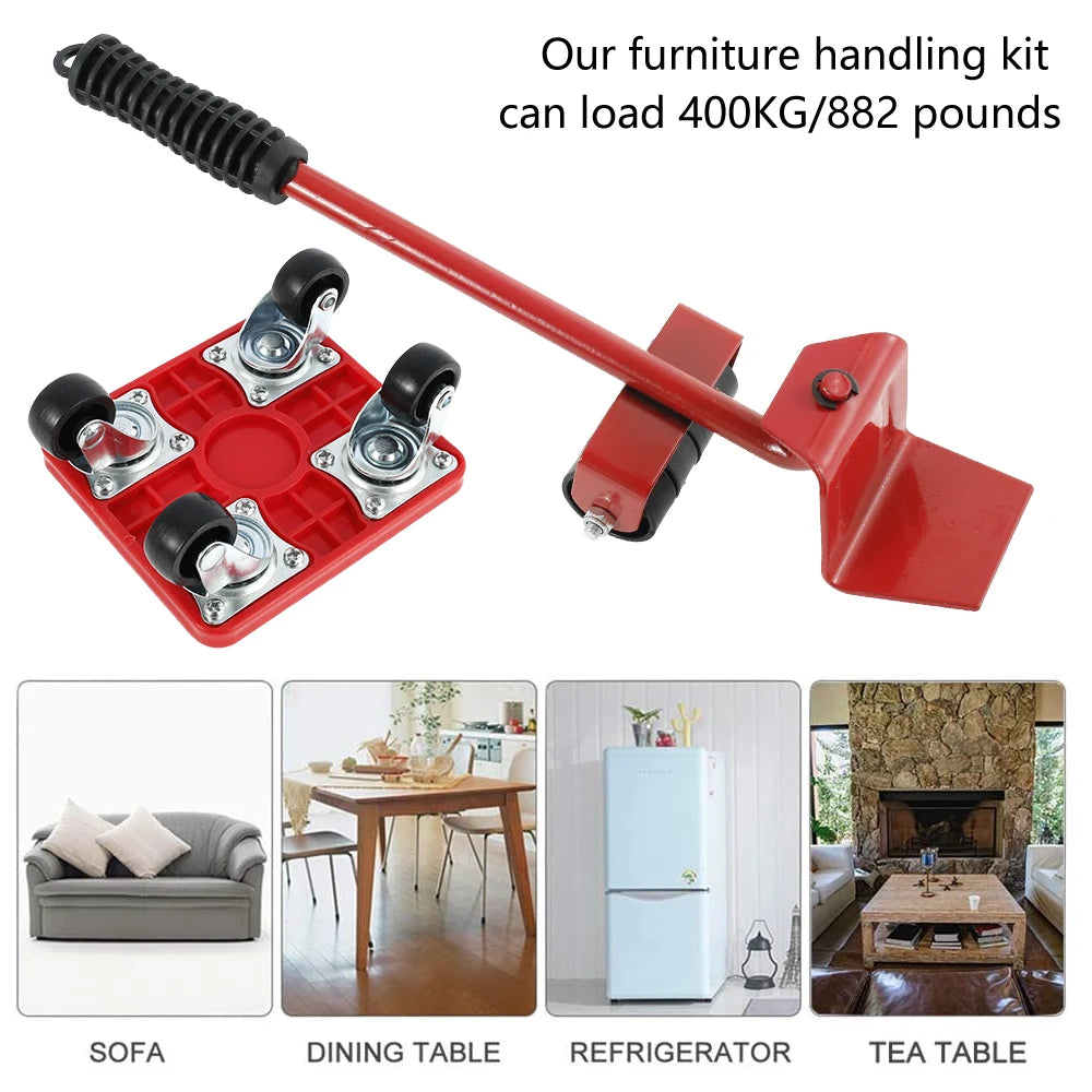 Heavy-Duty Furniture Mover Set: Transport Lifter with 360° Rotation Universal Wheel - Ideal for Moving Heavy Objects, Hand Tools Included